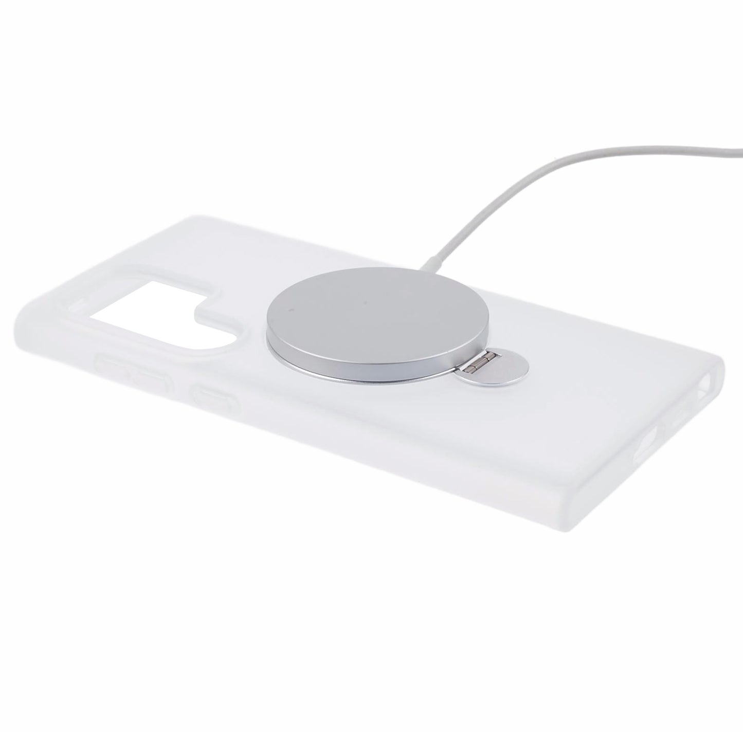 For Samsung Galaxy S24 Ultra Phone Case Rotary Ring Kickstand Magnetic Phone Cover - White