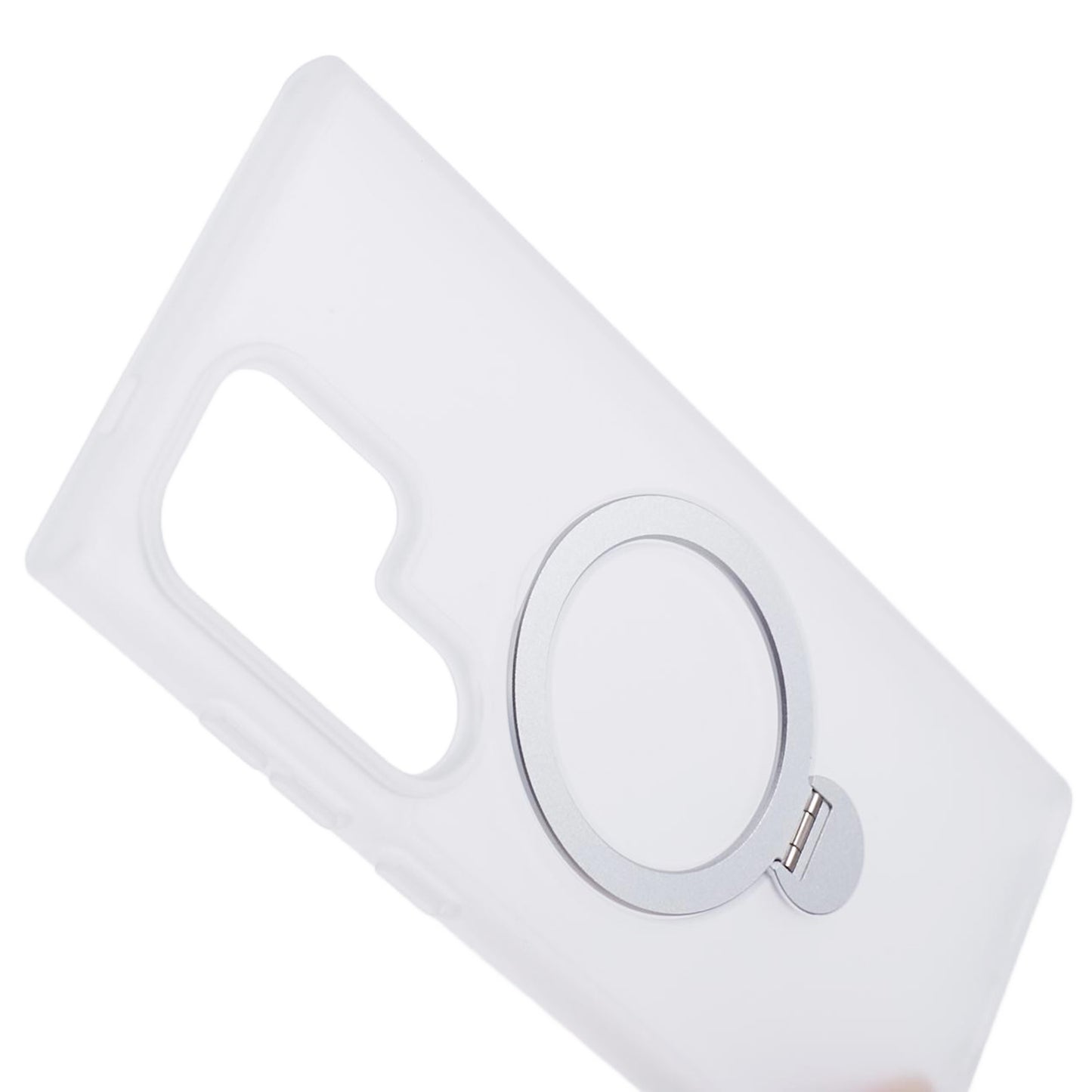 For Samsung Galaxy S24 Ultra Phone Case Rotary Ring Kickstand Magnetic Phone Cover - White