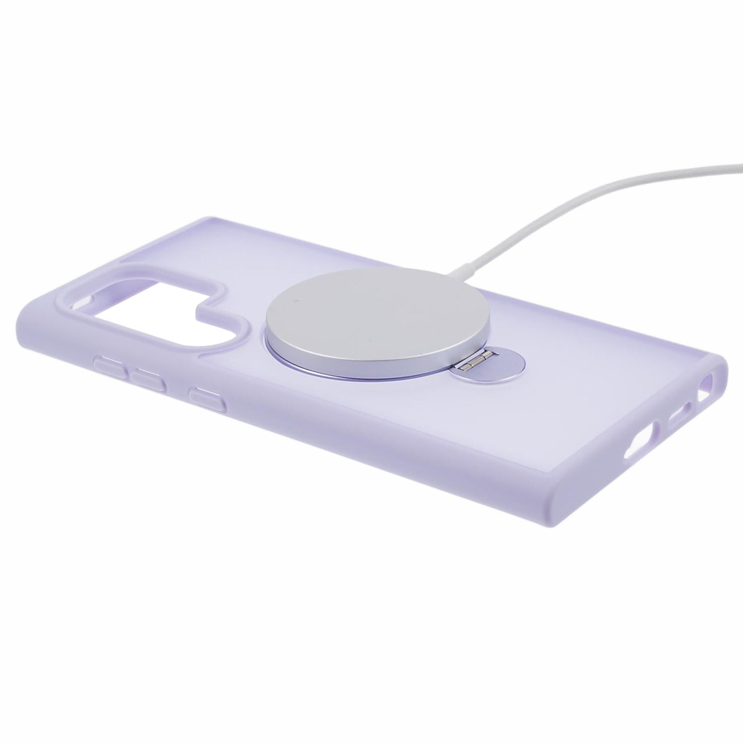 For Samsung Galaxy S24 Ultra Phone Case Rotary Ring Kickstand Magnetic Phone Cover - Purple