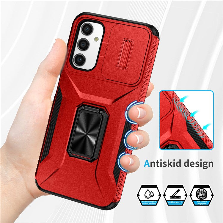 For Samsung Galaxy A34 5G Case Scratch-proof TPU+PC Slide Lens Protection Phone Shell - Red