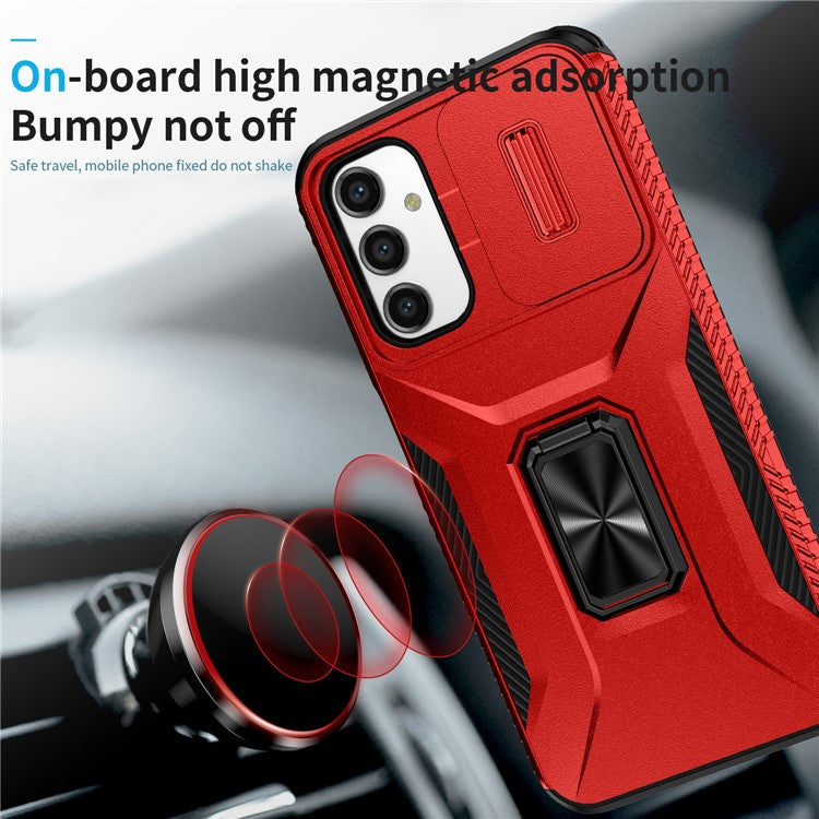 For Samsung Galaxy A34 5G Case Scratch-proof TPU+PC Slide Lens Protection Phone Shell - Red