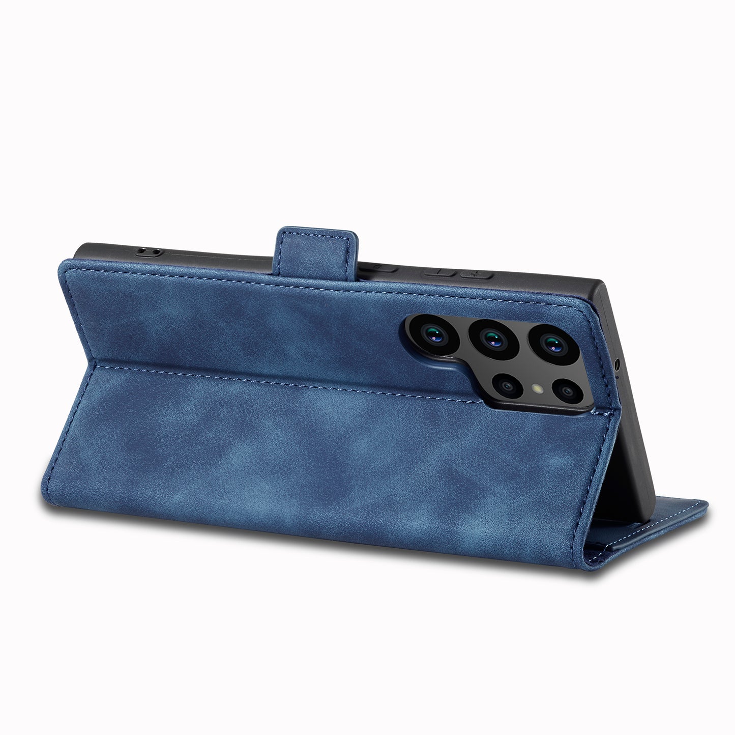 LC.IMEEKE For Samsung Galaxy S24 Ultra Case Magnetic Closure Microfiber Leather Phone Cover - Blue
