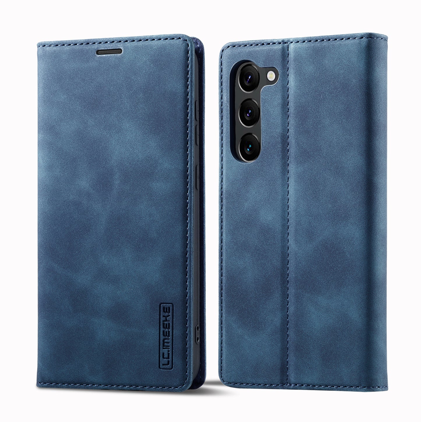 LC.IMEEKE For Samsung Galaxy S24+ Microfiber Leather Case Wallet Phone Cover Viewing Stand - Blue