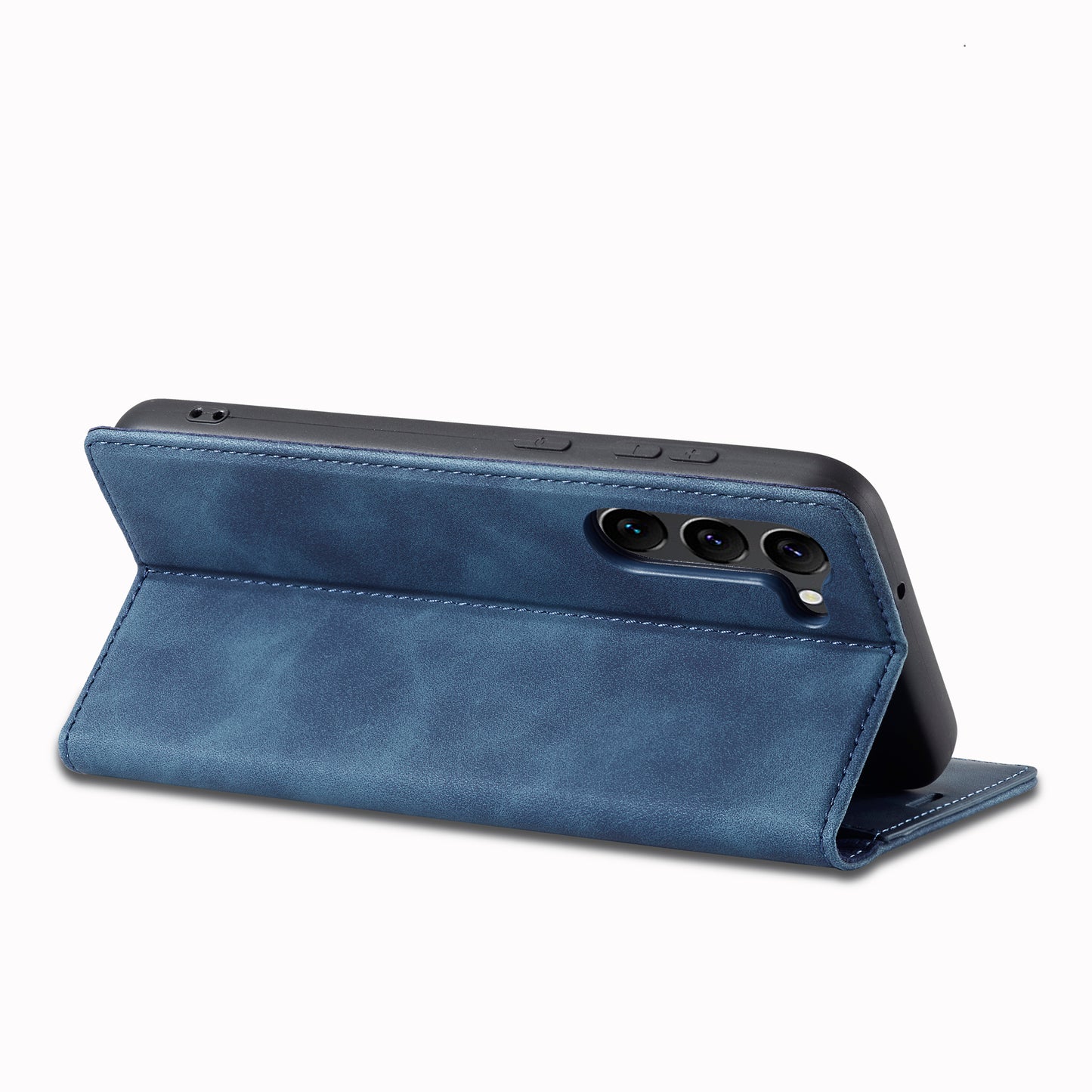 LC.IMEEKE For Samsung Galaxy S24+ Microfiber Leather Case Wallet Phone Cover Viewing Stand - Blue