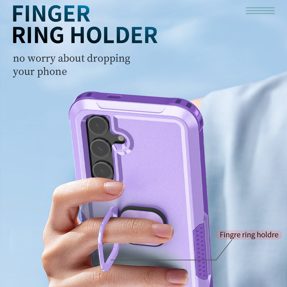 For Samsung Galaxy S24+ Case Anti-scratch PC+Silicone Rotatable Ring Kickstand Phone Protector - Light Purple