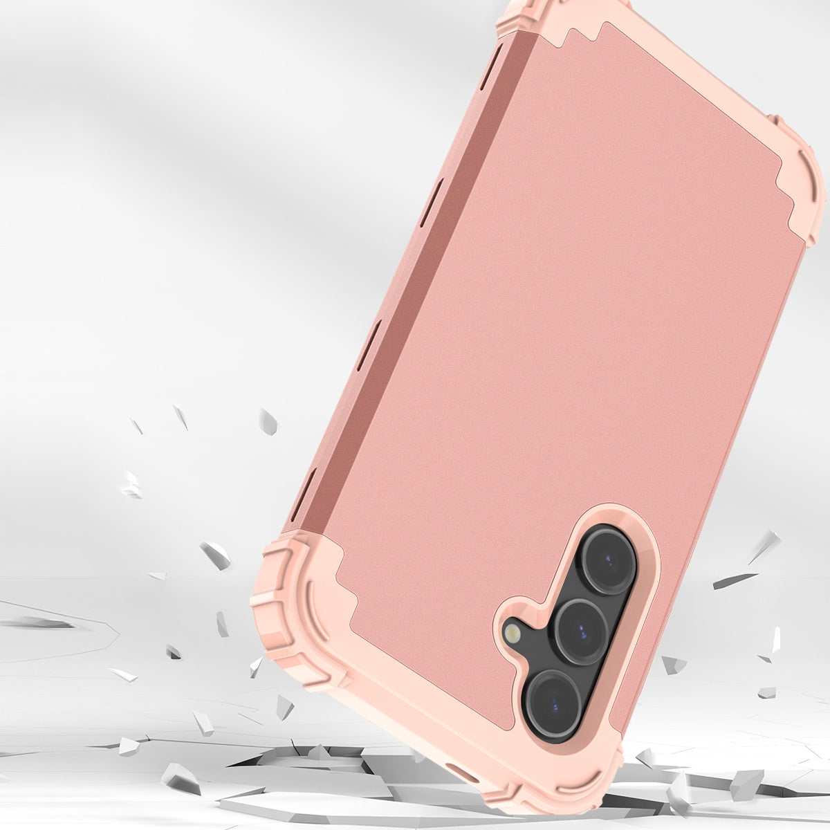 L-Style For Samsung Galaxy S24+ Case Drop-proof PC + Silicone Protective Back Cover - Rose Gold+Rose Gold