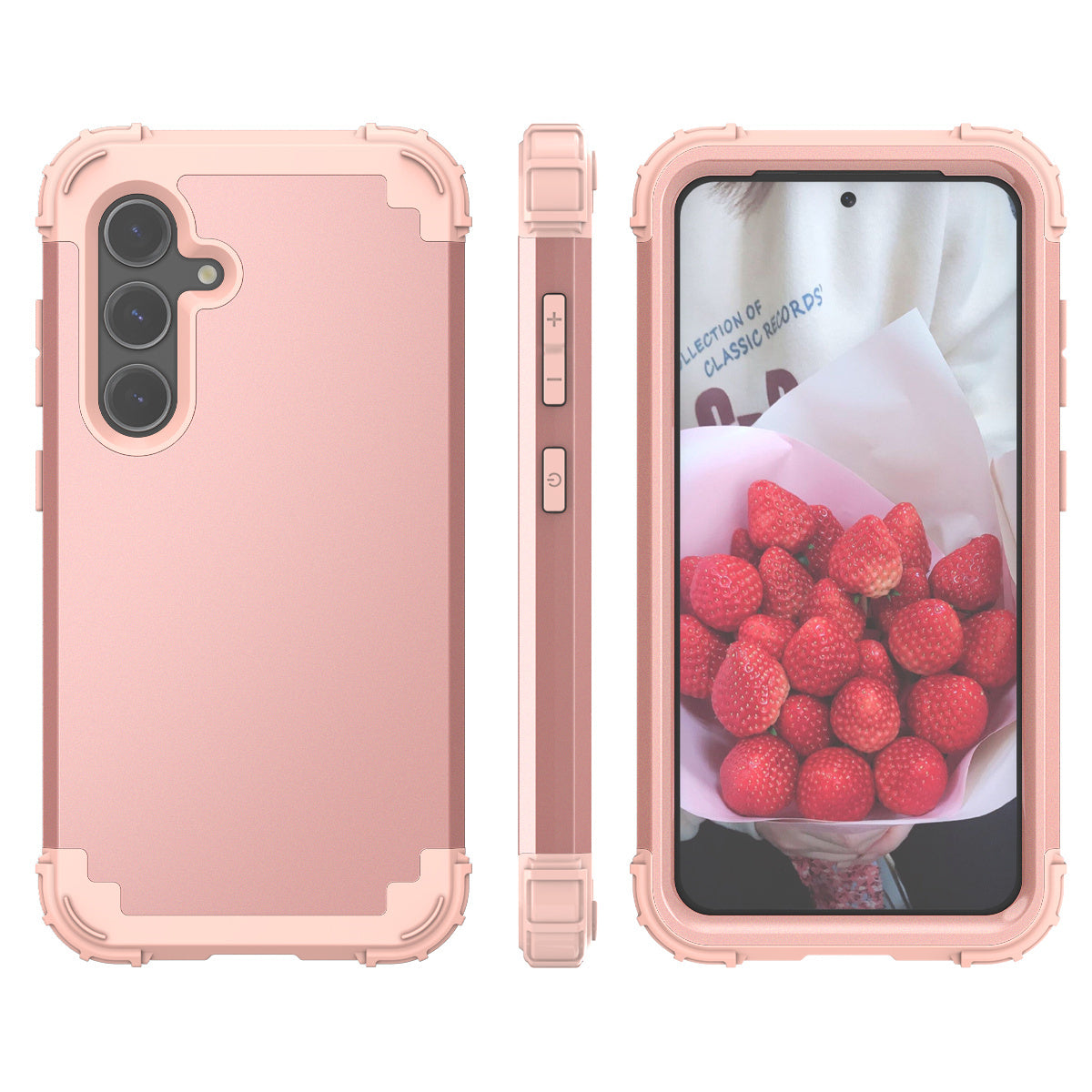 L-Style For Samsung Galaxy S24+ Case Drop-proof PC + Silicone Protective Back Cover - Rose Gold+Rose Gold