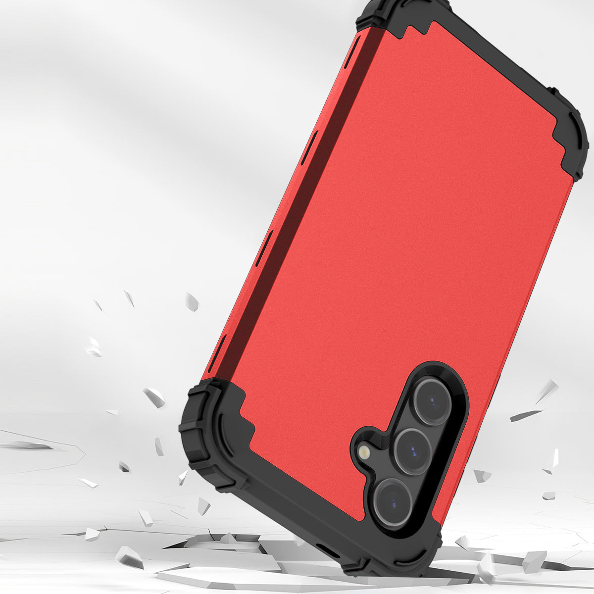 L-Style For Samsung Galaxy S24+ Case Drop-proof PC + Silicone Protective Back Cover - Red+Black