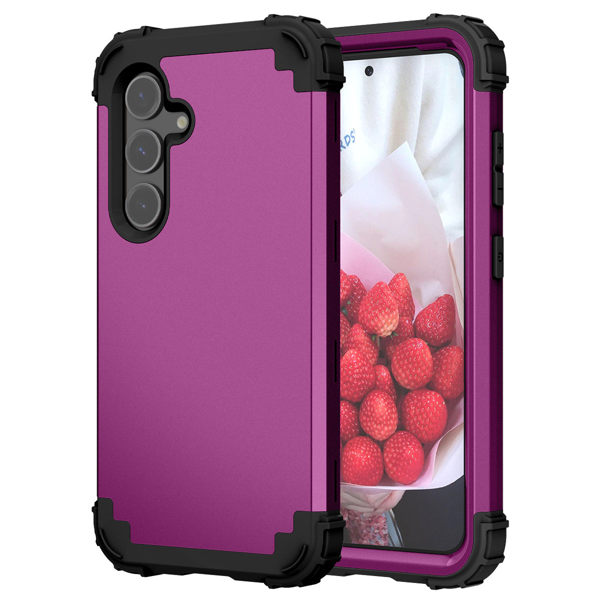 L-Style For Samsung Galaxy S24+ Case Drop-proof PC + Silicone Protective Back Cover - Dark Purple+Black