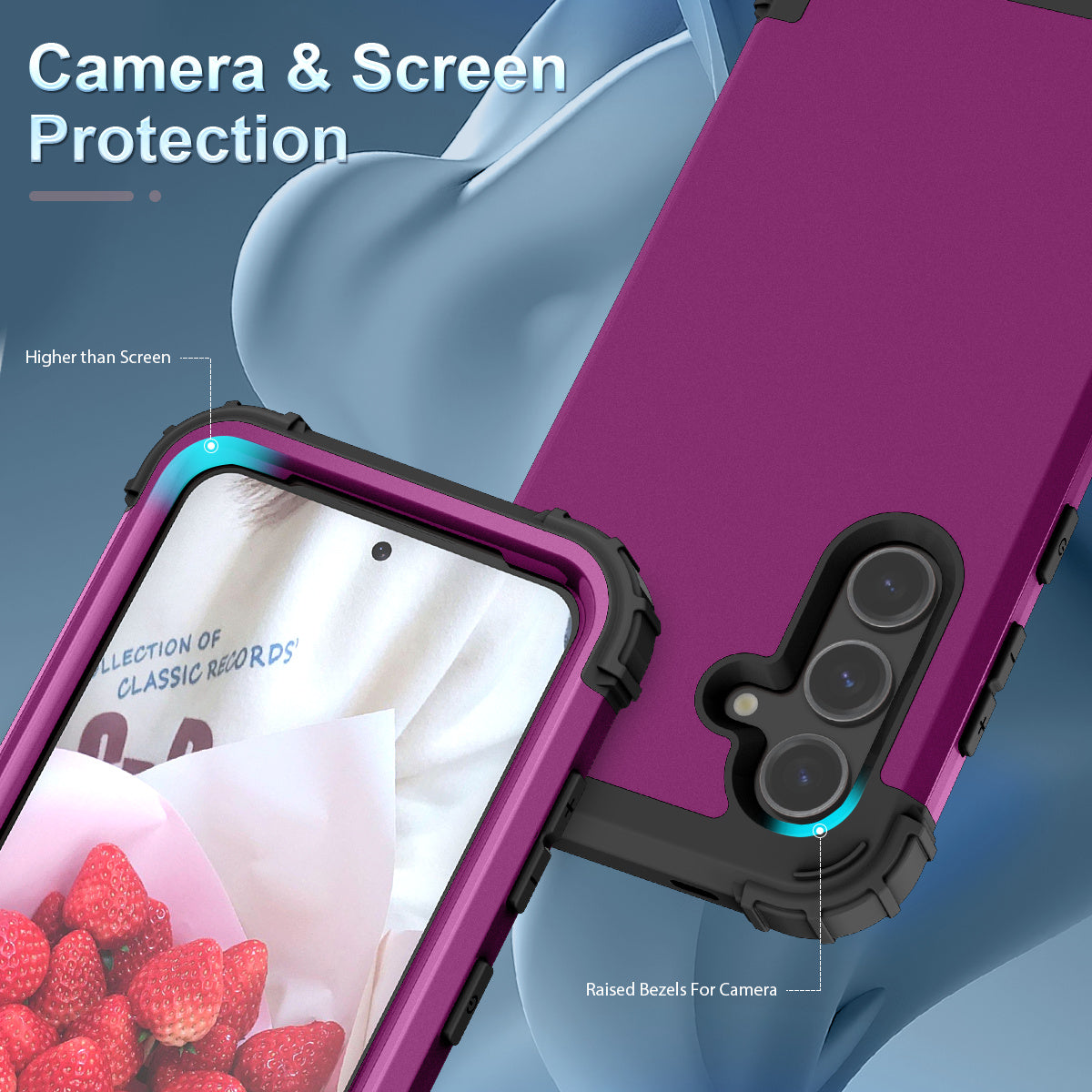 L-Style For Samsung Galaxy S24+ Case Drop-proof PC + Silicone Protective Back Cover - Dark Purple+Black