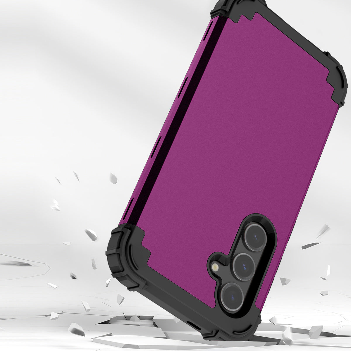 L-Style For Samsung Galaxy S24+ Case Drop-proof PC + Silicone Protective Back Cover - Dark Purple+Black