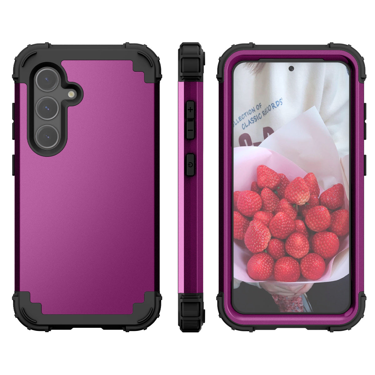 L-Style For Samsung Galaxy S24+ Case Drop-proof PC + Silicone Protective Back Cover - Dark Purple+Black