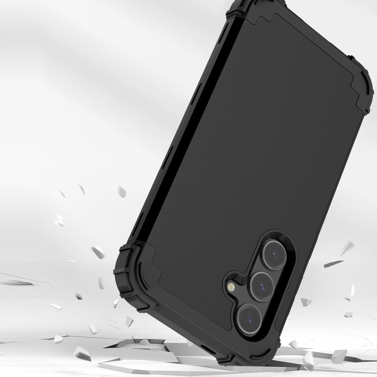 L-Style For Samsung Galaxy S24 Cell Phone Case Anti-fingerprints PC + Silicone Cover - Black+Black
