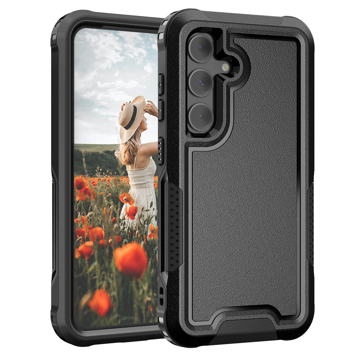 Style F1 For Samsung Galaxy S24+ Back Case Drop-proof PC + TPU Phone Cover - Black