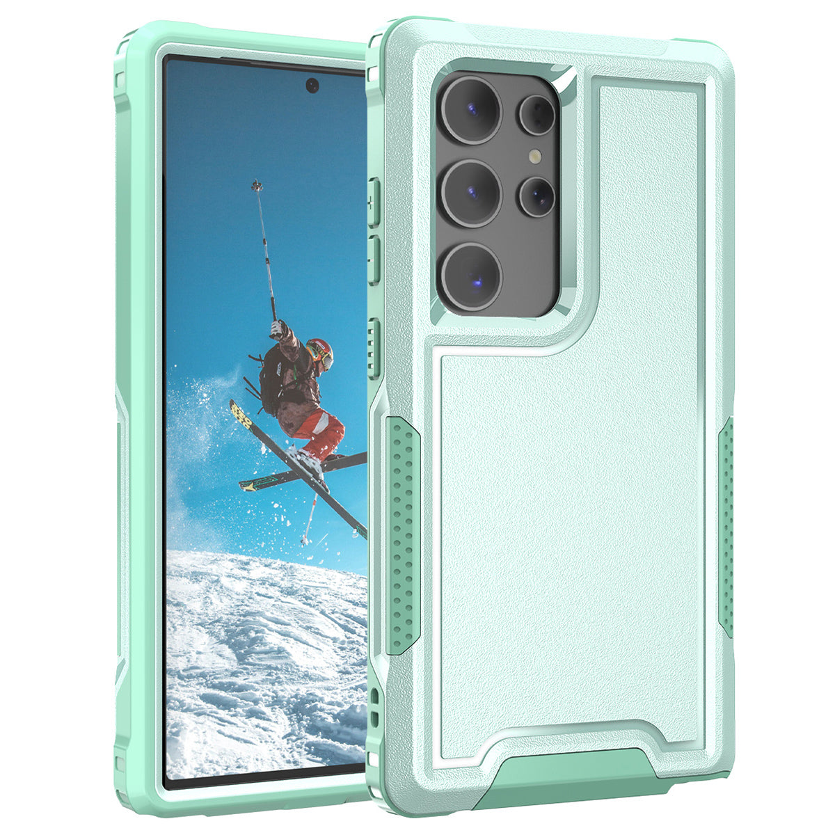 Style F1 For Samsung Galaxy S24 Ultra Case Scratch-resistant PC + TPU Phone Back Shell - Mint Green