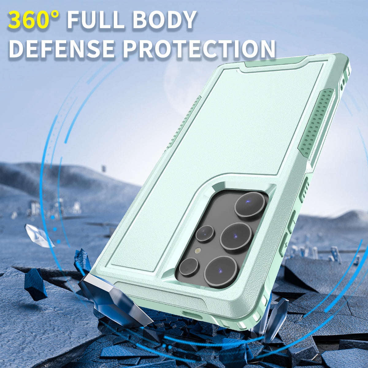 Style F1 For Samsung Galaxy S24 Ultra Case Scratch-resistant PC + TPU Phone Back Shell - Mint Green