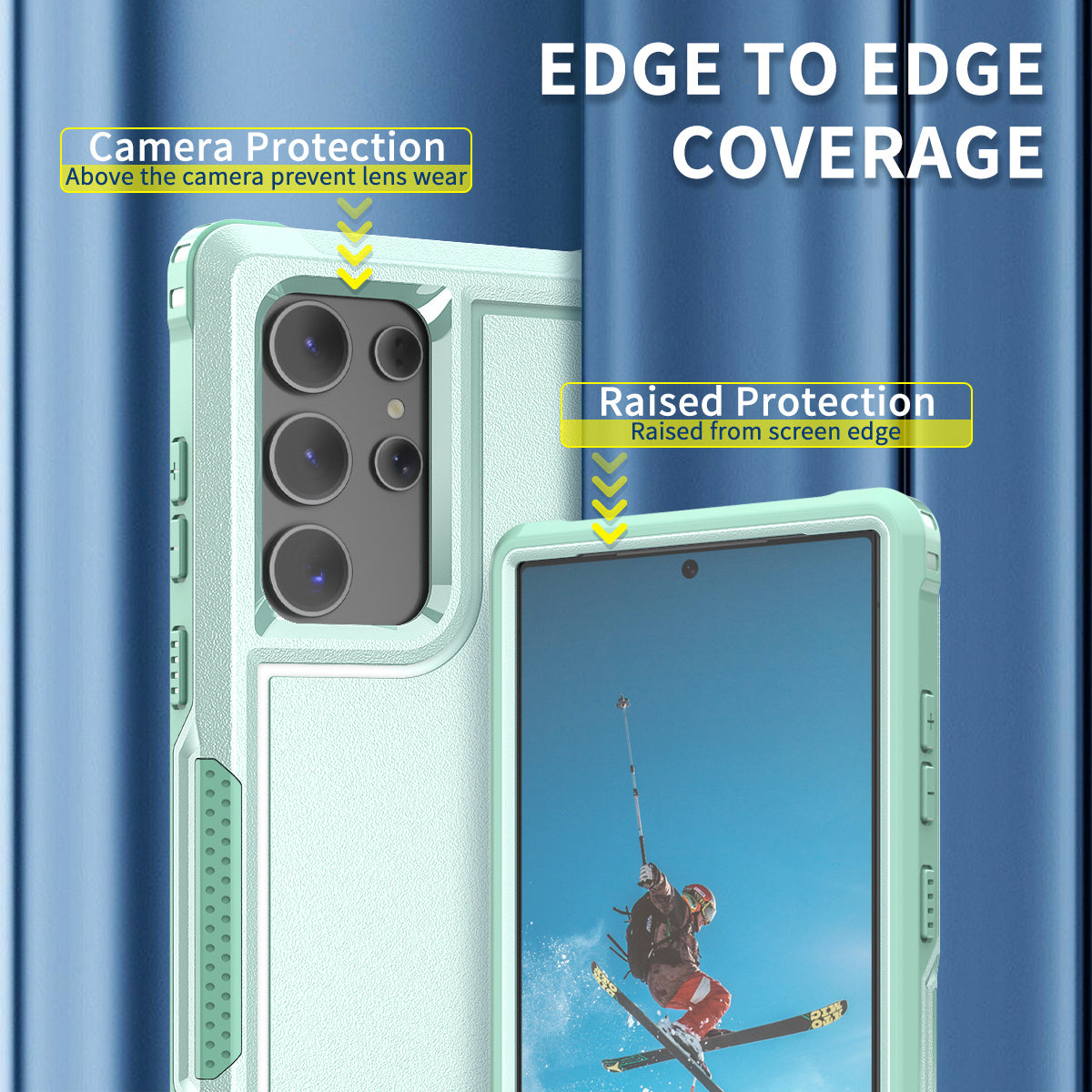 Style F1 For Samsung Galaxy S24 Ultra Case Scratch-resistant PC + TPU Phone Back Shell - Mint Green