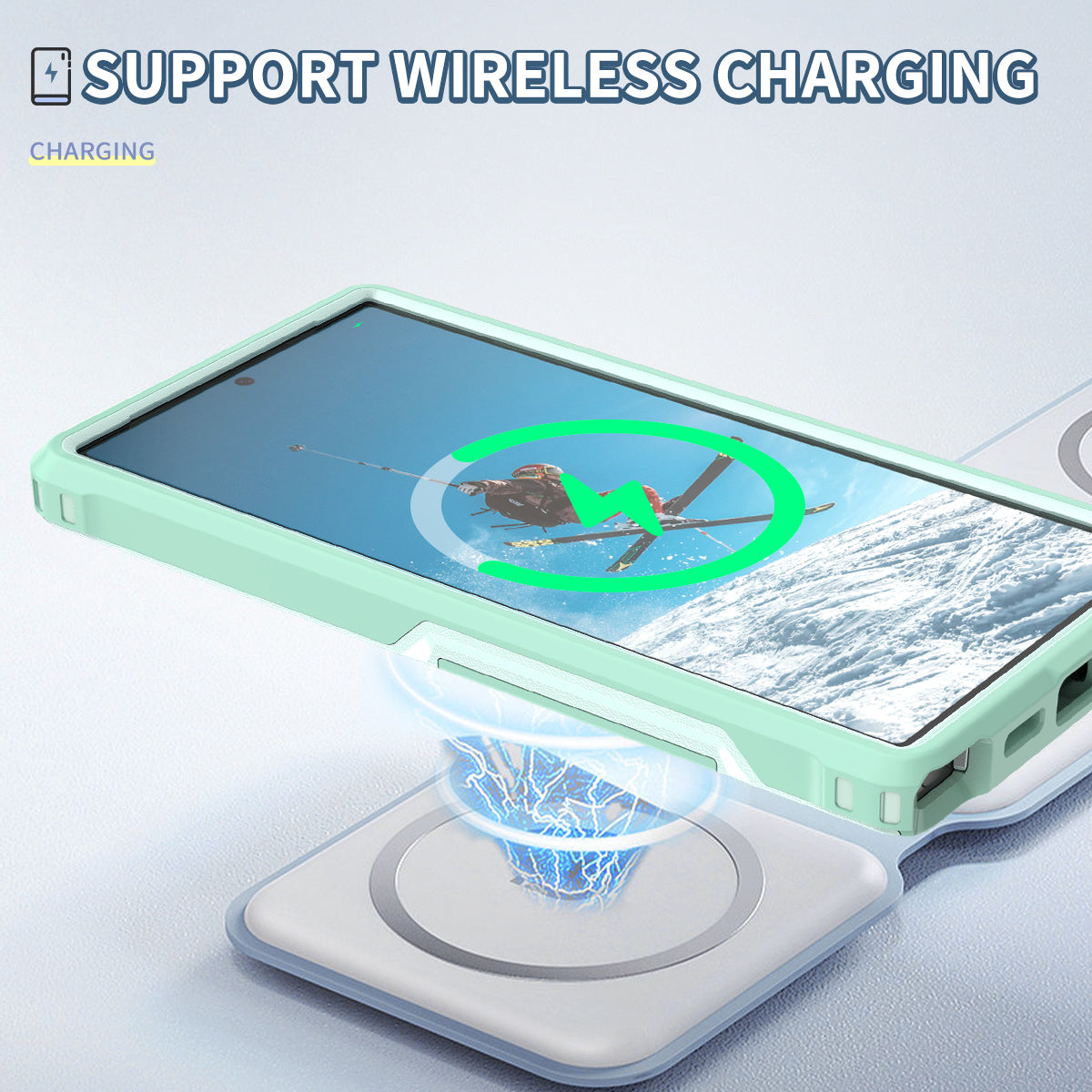 Style F1 For Samsung Galaxy S24 Ultra Case Scratch-resistant PC + TPU Phone Back Shell - Mint Green