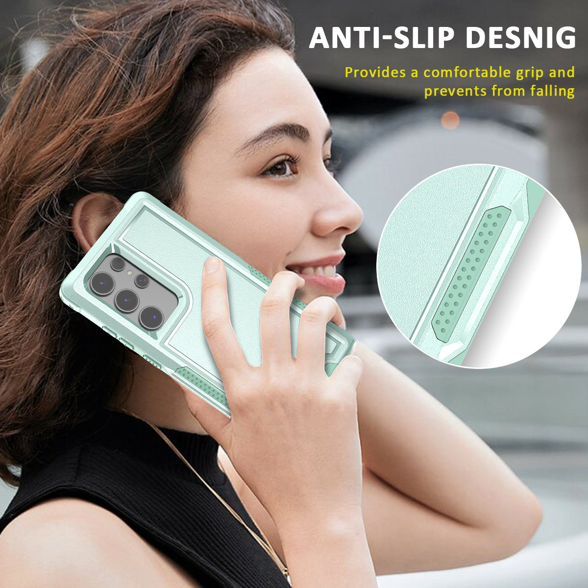 Style F1 For Samsung Galaxy S24 Ultra Case Scratch-resistant PC + TPU Phone Back Shell - Mint Green