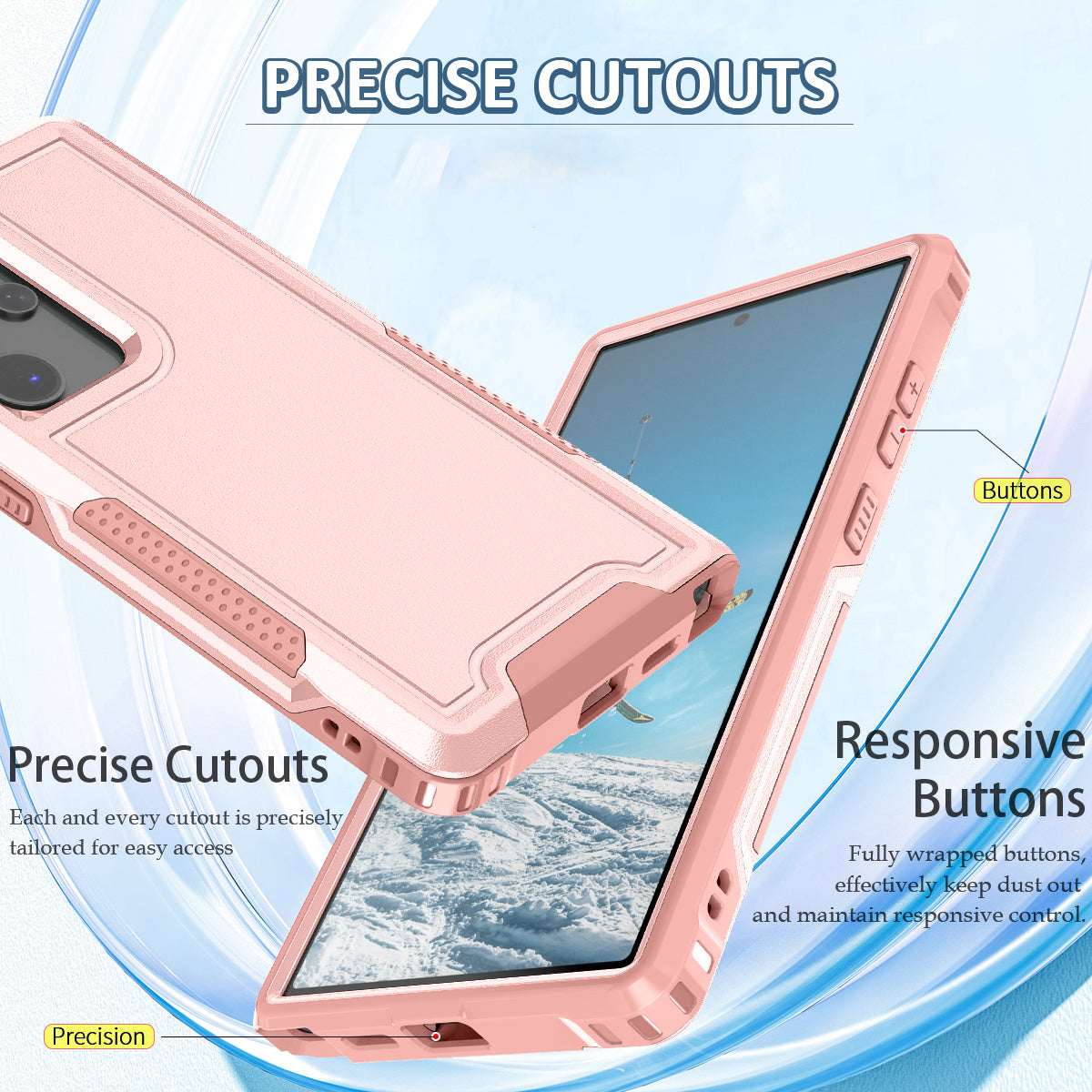 Style F1 For Samsung Galaxy S24 Ultra Case Scratch-resistant PC + TPU Phone Back Shell - Pink