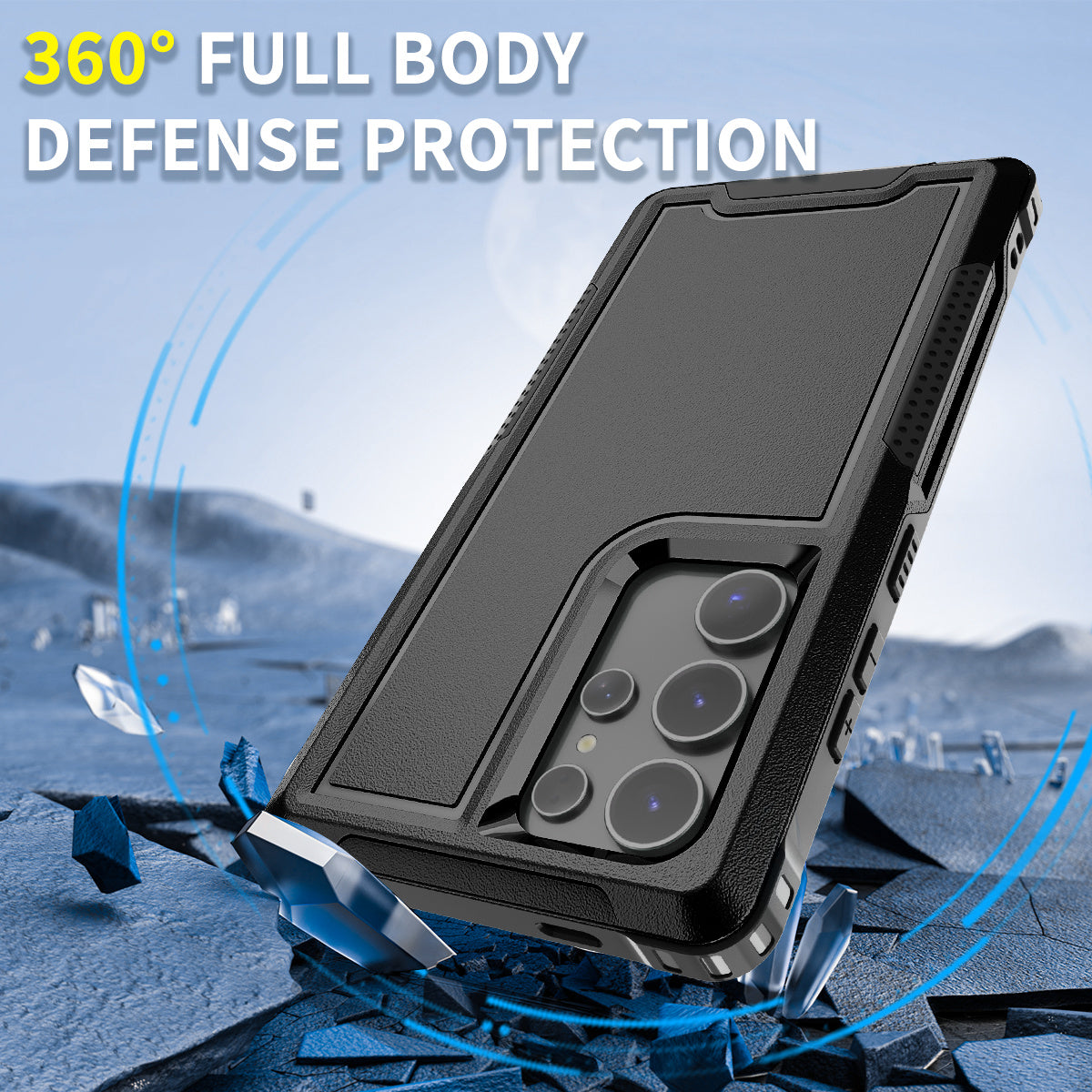Style F1 For Samsung Galaxy S24 Ultra Case Scratch-resistant PC + TPU Phone Back Shell - Black