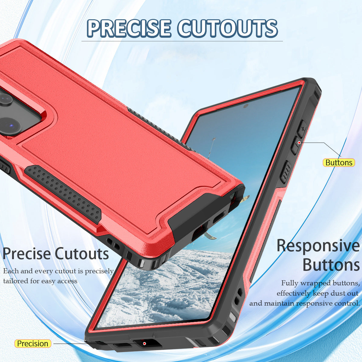 Style F1 For Samsung Galaxy S24 Ultra Case Scratch-resistant PC + TPU Phone Back Shell - Red