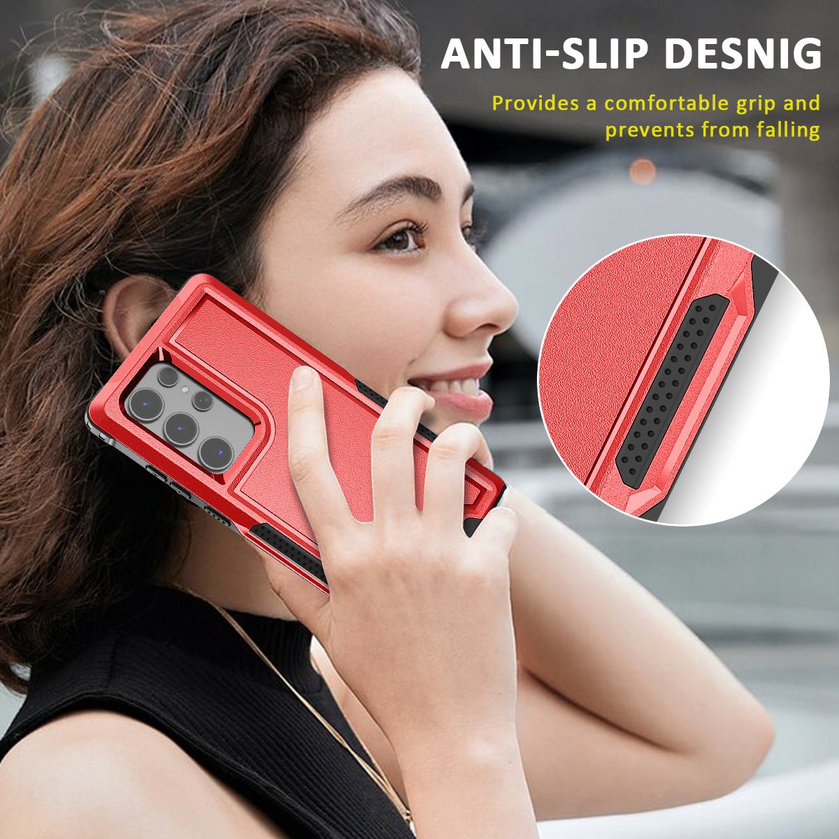 Style F1 For Samsung Galaxy S24 Ultra Case Scratch-resistant PC + TPU Phone Back Shell - Red