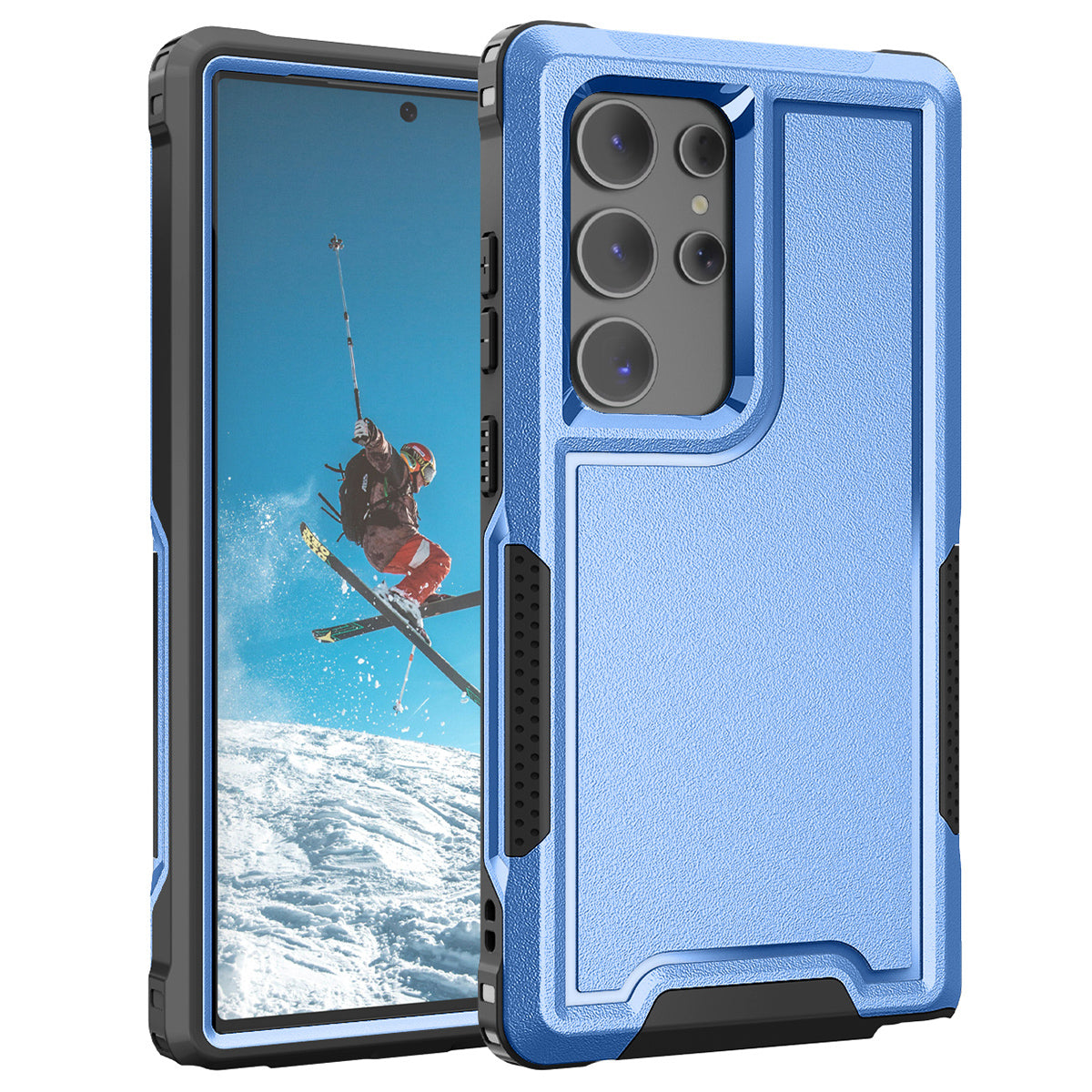 Style F1 For Samsung Galaxy S24 Ultra Case Scratch-resistant PC + TPU Phone Back Shell - Blue