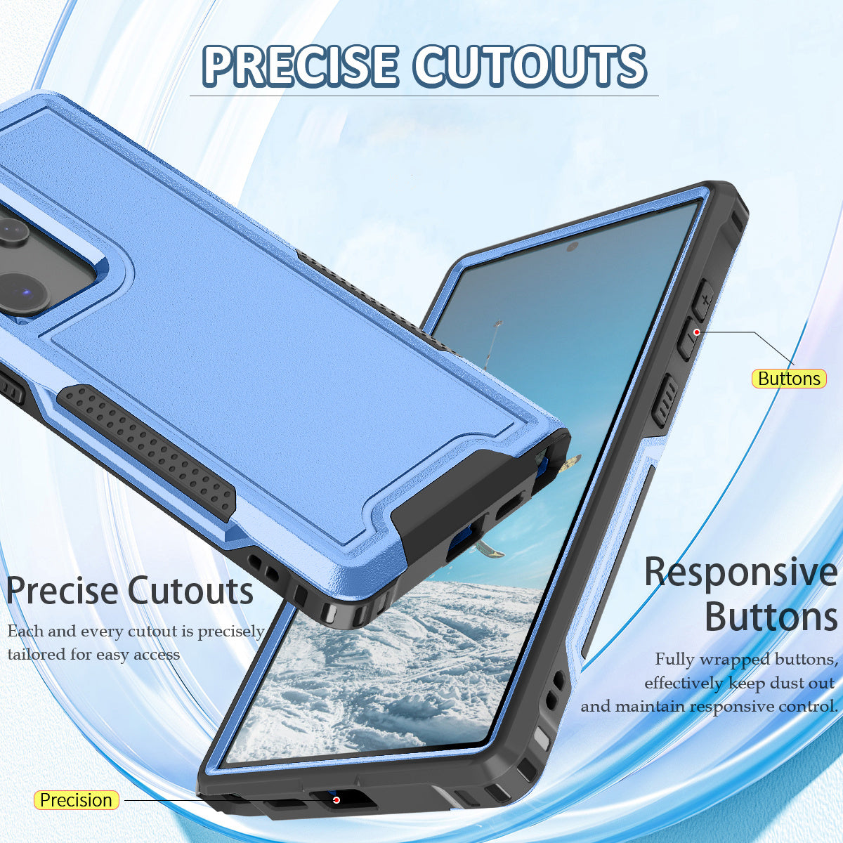 Style F1 For Samsung Galaxy S24 Ultra Case Scratch-resistant PC + TPU Phone Back Shell - Blue