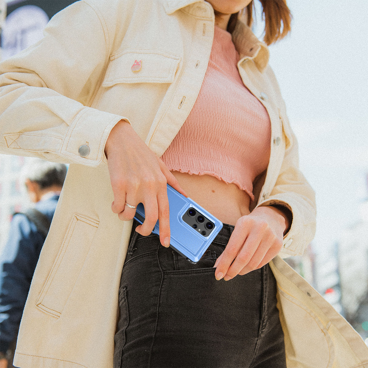 Style F1 For Samsung Galaxy S24 Ultra Case Scratch-resistant PC + TPU Phone Back Shell - Blue