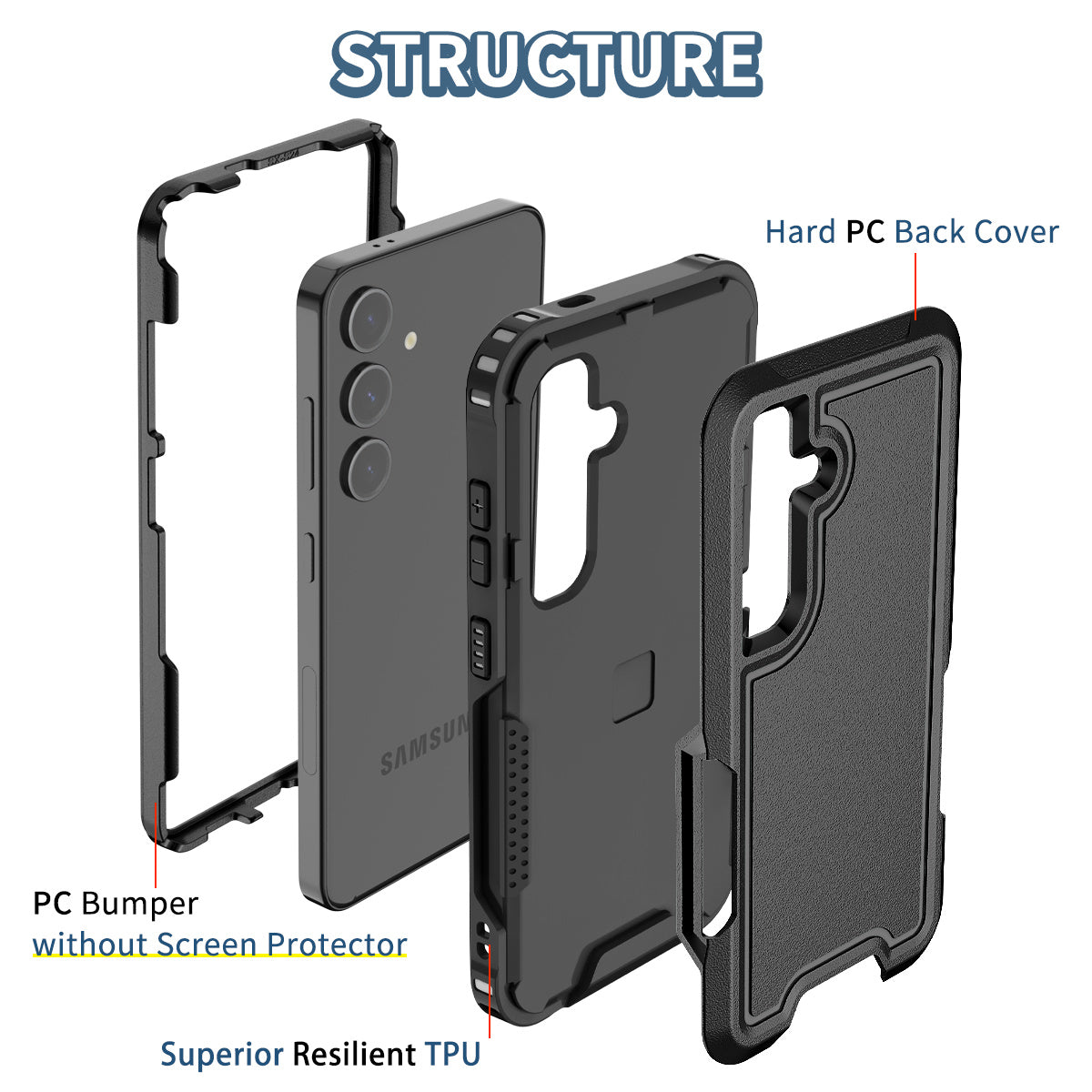 Style F1 For Samsung Galaxy S24 PC + TPU Case Anti-skid Shockproof Protective Cover - Black