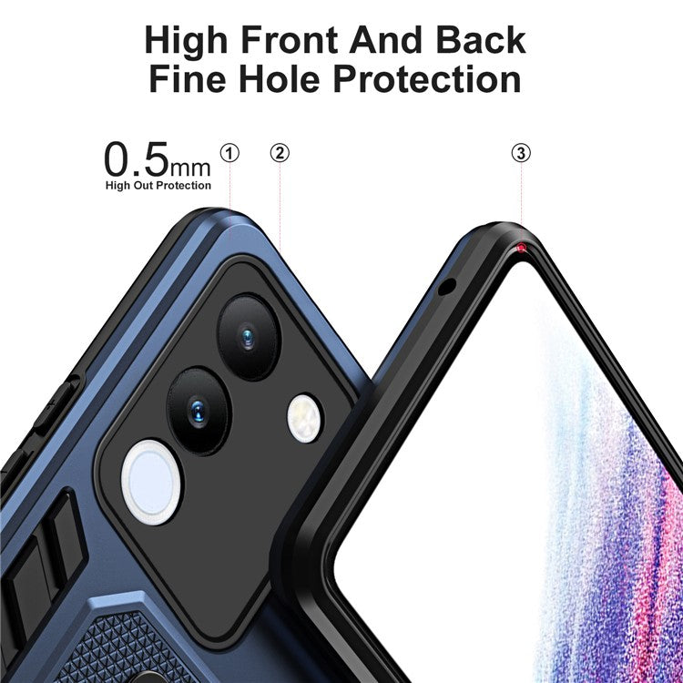 For vivo V29e (Global) 5G / Y200 (India) 5G Phone Case Metal Kickstand Back Cover - Blue