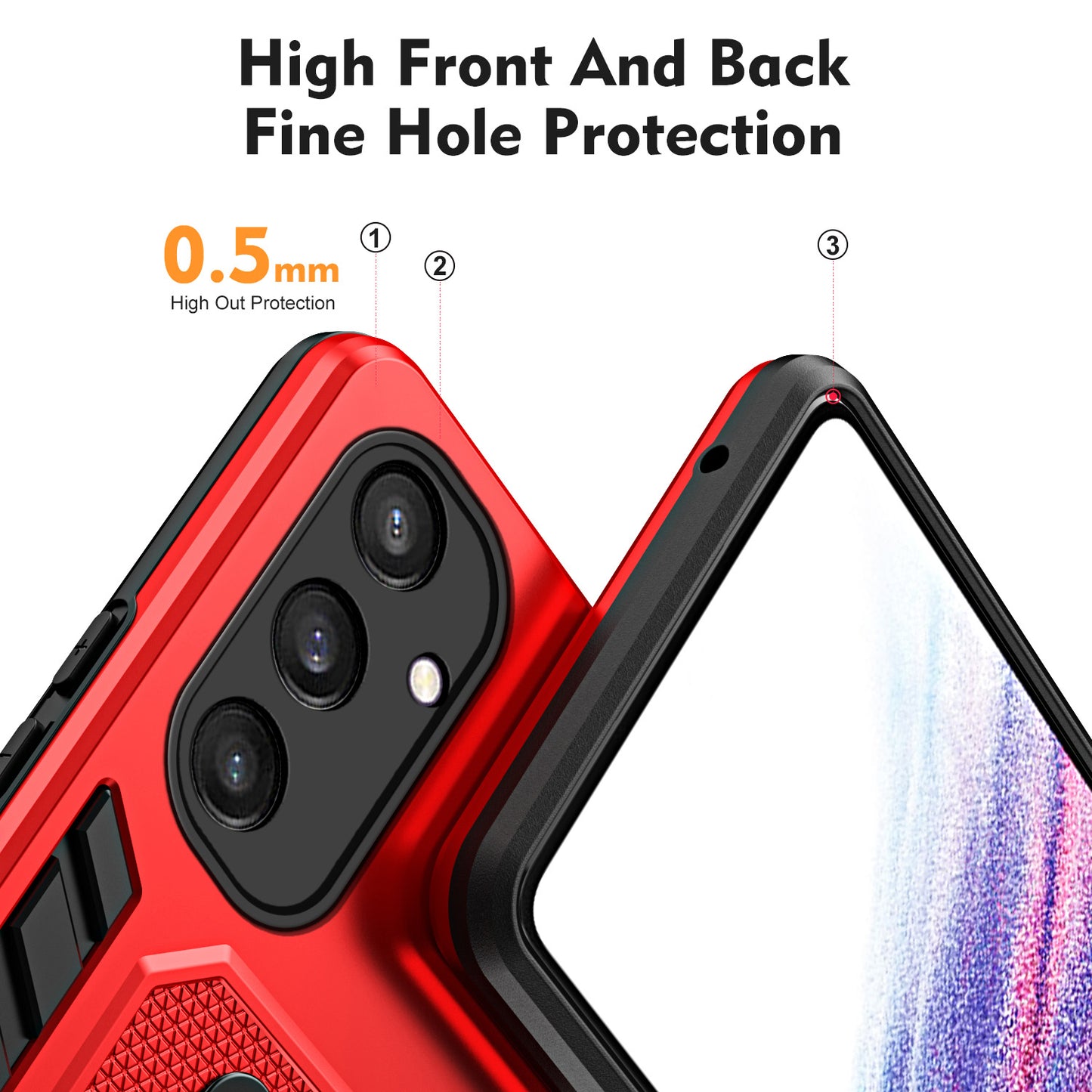 For Samsung Galaxy S24 Case Kickstand Finger Ring Strap PC+TPU Non-slip Phone Back Cover - Red