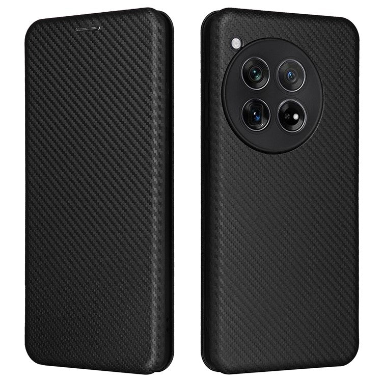 For OnePlus 12 5G Leather Phone Case with Card Slots Stand - Black