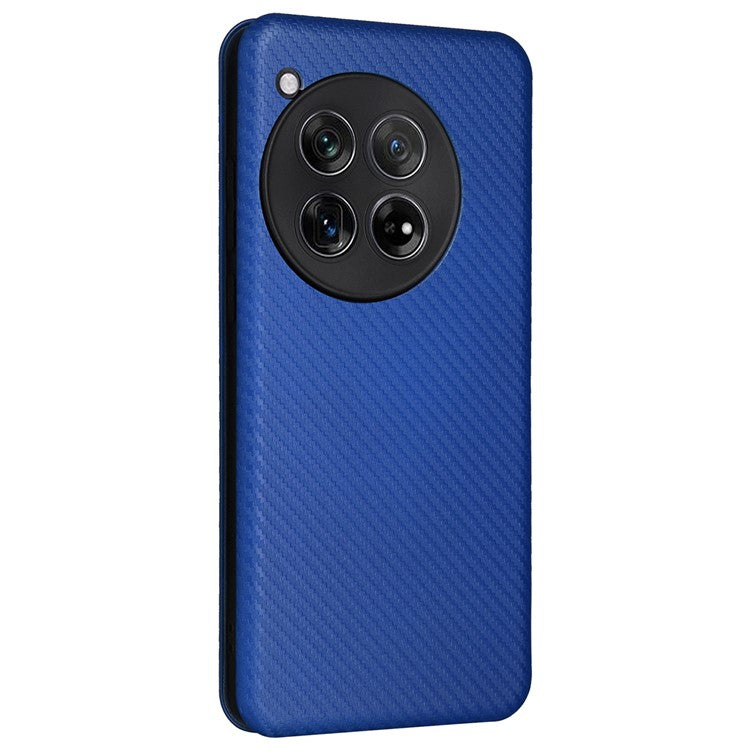 For OnePlus 12 5G Leather Phone Case with Card Slots Stand - Blue