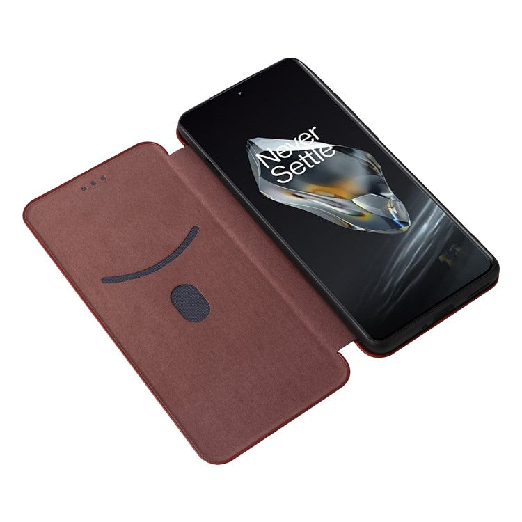 For OnePlus 12 5G Leather Phone Case with Card Slots Stand - Brown