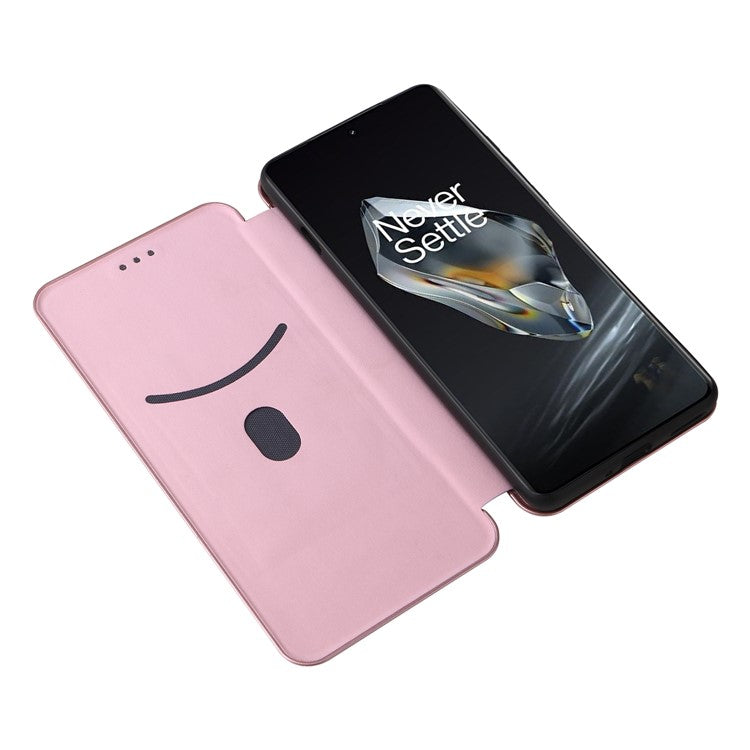 For OnePlus 12 5G Leather Phone Case with Card Slots Stand - Rose Gold
