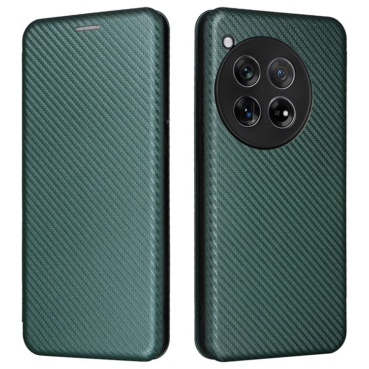 For OnePlus 12 5G Leather Phone Case with Card Slots Stand - Green