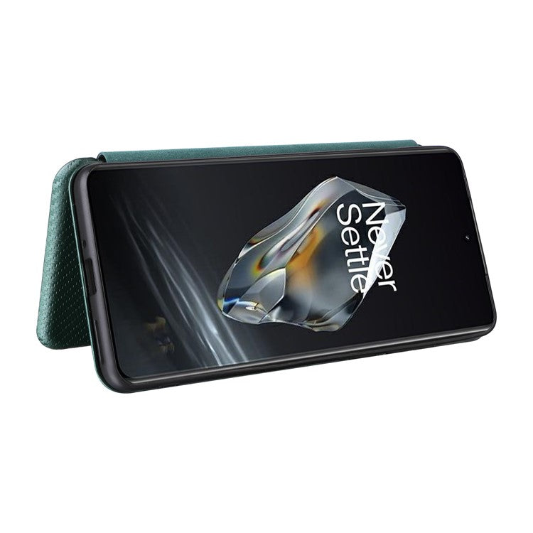 For OnePlus 12 5G Leather Phone Case with Card Slots Stand - Green