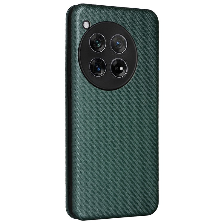 For OnePlus 12 5G Leather Phone Case with Card Slots Stand - Green