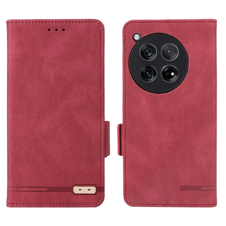For OnePlus 12 5G Leather Case Wallet Phone Cover Hardware Decor - Rose