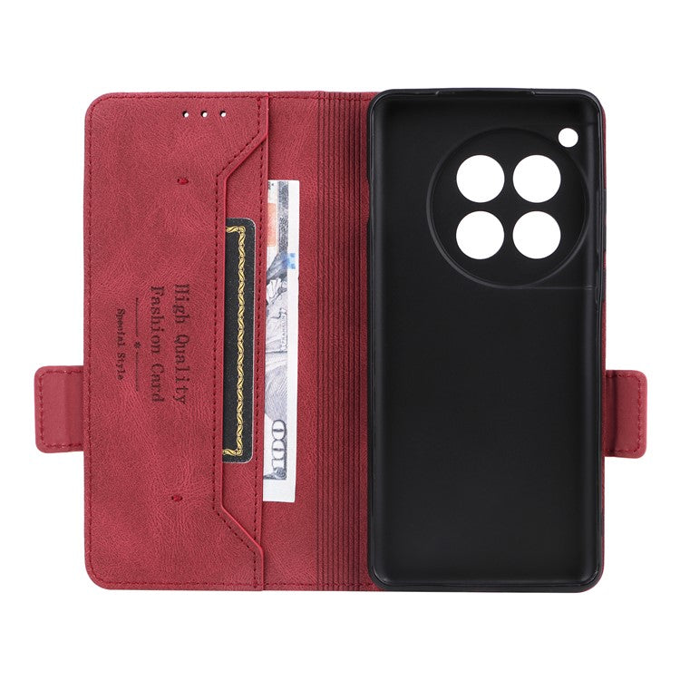 For OnePlus 12 5G Leather Case Wallet Phone Cover Hardware Decor - Rose