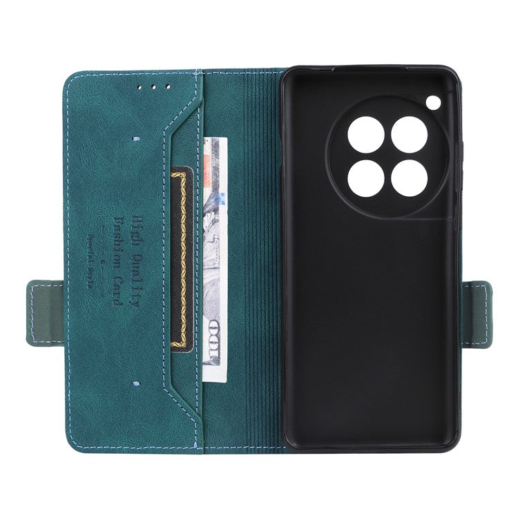 For OnePlus 12 5G Leather Case Wallet Phone Cover Hardware Decor - Blue