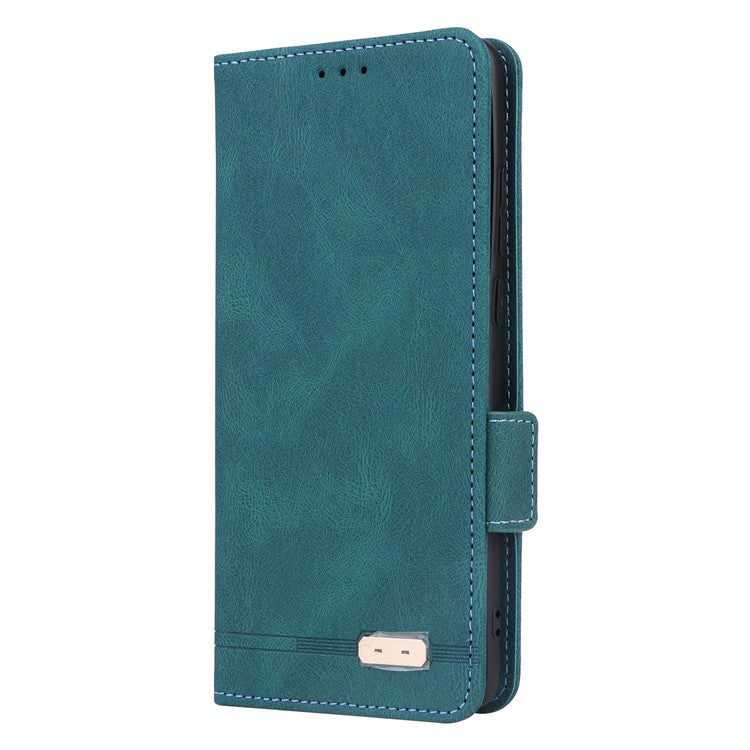 For OnePlus 12 5G Leather Case Wallet Phone Cover Hardware Decor - Blue