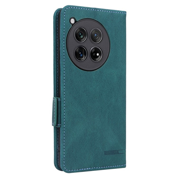 For OnePlus 12 5G Leather Case Wallet Phone Cover Hardware Decor - Blue