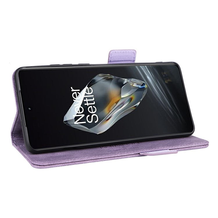 For OnePlus 12 5G Leather Case Wallet Phone Cover Hardware Decor - Purple
