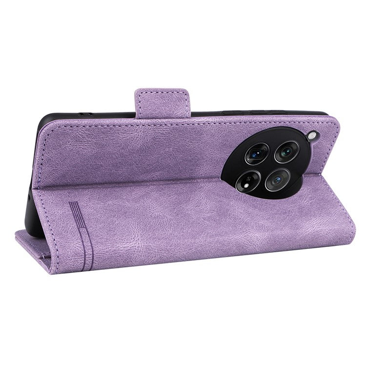 For OnePlus 12 5G Leather Case Wallet Phone Cover Hardware Decor - Purple