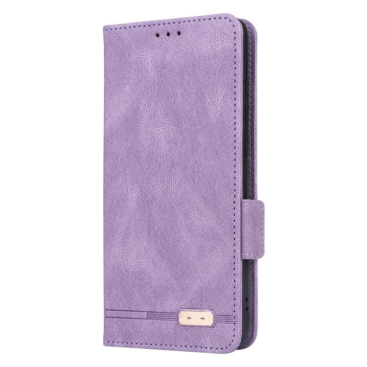 For OnePlus 12 5G Leather Case Wallet Phone Cover Hardware Decor - Purple