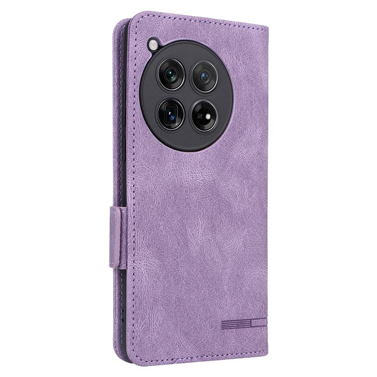 For OnePlus 12 5G Leather Case Wallet Phone Cover Hardware Decor - Purple