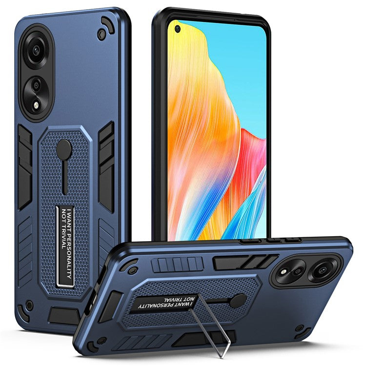 Phone Case for Oppo A78 4G TPU+PC Protective Cover Metal Kickstand - Blue